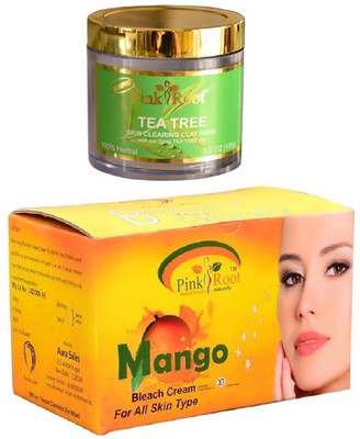 

Pink Root Mango Bleach 250gm, Tea Tree Skin Clearing Clay Mask 100gm(Set of 2)