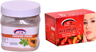 

Pink Root Mix Fruit Bleach 250gm, Papaya Mask 500ml(Set of 2)