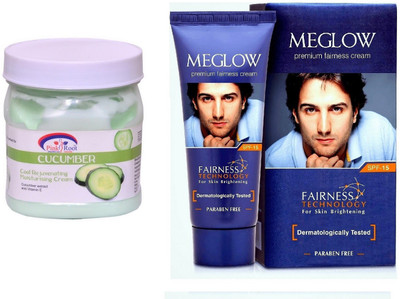 

Pink Root Cucumber Cream 500ml and Meglow Premium Fairness Cream SPF-15(Set of 2)