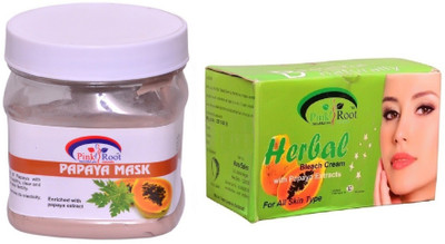 

Pink Root Herbal Bleach 250gm, Papaya Mask 500ml(Set of 2)
