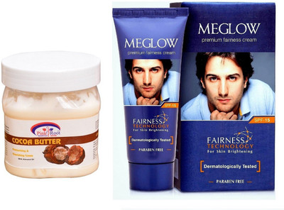 

Pink Root Cocoa Butter Cream 500ml and Meglow Premium Fairness Cream SPF-15(Set of 2)