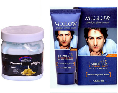 

Pink Root Diamond Cream 500ml and Meglow Premium Fairness Cream SPF-15(Set of 2)
