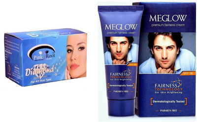 Pink Root Diamond Bleach 250g and Meglow Premium Fairness Cream SPF-15(Set of 2)
