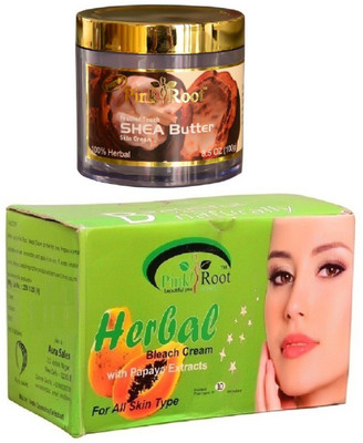 

Pink Root Herbal Bleach 250gm, Shea Butter Skin Cream 100gm(Set of 2)