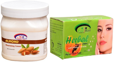 

Pink Root Herbal Bleach 250gm, Almond Nourishing Cream 500ml(Set of 2)