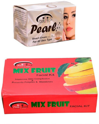 

Pink Root Pearl Bleach 250gm, Mix Fruit Facial Kit 83gm(Set of 2)
