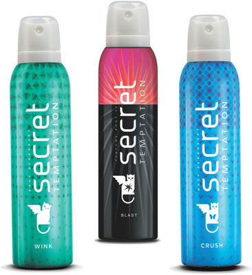 

Secret Temptation Blast, Crush & Wink Deodorant Spray - For Women(450 ml, Pack of 3)
