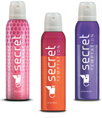 

Secret Temptation Flirt, Mystery & Romance Deodorant Spray - For Women(450 ml, Pack of 3)
