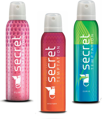 

Secret Temptation Flirt, Mystery & Curve Deodorant Spray - For Women(450 ml, Pack of 3)