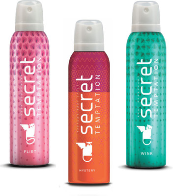 

Secret Temptation Flirt, Mystery & Wink Deodorant Spray - For Women(450 ml, Pack of 3)