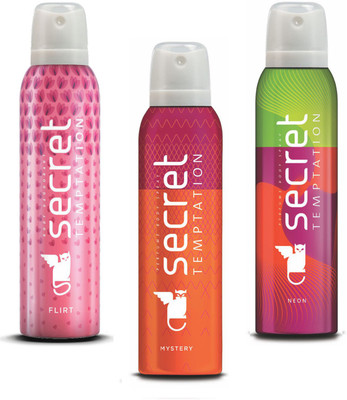 

Secret Temptation Flirt, Mystery & Neon Deodorant Spray - For Women(450 ml, Pack of 3)