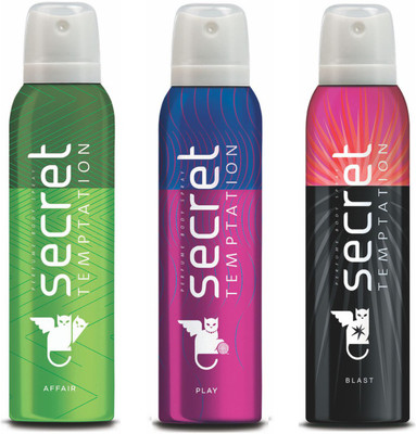 

Secret Temptation Affair, Blast & Play Deodorant Spray - For Women(450 ml, Pack of 3)