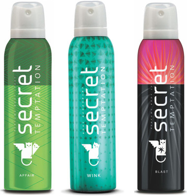 

Secret Temptation Affair, Blast & Wink Deodorant Spray - For Women(450 ml, Pack of 3)