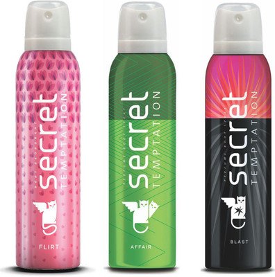 

Secret Temptation Affair, Blast & Flirt Deodorant Spray - For Women(450 ml, Pack of 3)