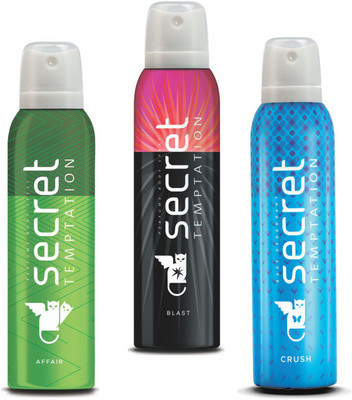 

Secret Temptation Affair, Blast & Crush Deodorant Spray - For Women(450 ml, Pack of 3)