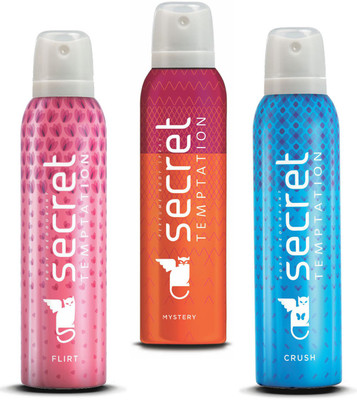 

Secret Temptation Crush, Flirt & Mystery Deodorant Spray - For Women(450 ml, Pack of 3)