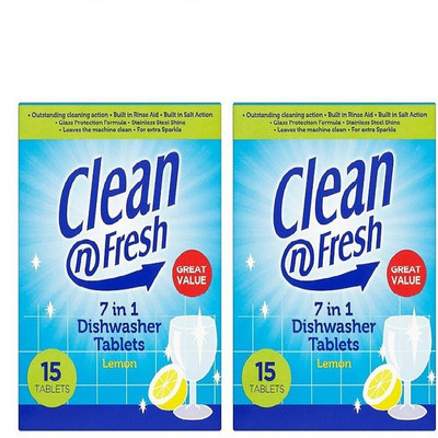 

Clean N Fresh 7 In 1 Dishwasher Tablets Lemon Dishwashing Detergent(450 g)