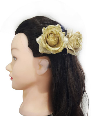 

AASA Rose Hair Pins For Women Wedding, Clips For Women Party Wear, Golden, Pack Of 2 Hair Clip, Hair Accessory Set, Hair Pin(Gold)