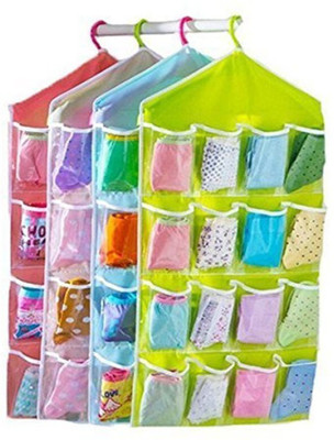 

JAY 16 Pockets Clear Hanging Bag for Socks Bra Underwear Cupboard Rack Hanger Storage Organiser Accessories Organizer( )