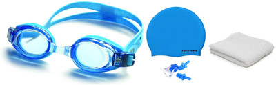 

Venom BLUE COLOR GOGGLES, CAP WITH EAR, NOSE PLUG & TOWEL Swimming Kit