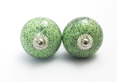 

ClayArt Green Round Hand painted Ceramic Door Knobs, Pulls, Cabinate Handle. Set of 2 pcs Ceramic Door Knob(Green)
