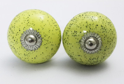 ClayArt Yellow Ceramic Door Knob(Yellow Pack of 2)