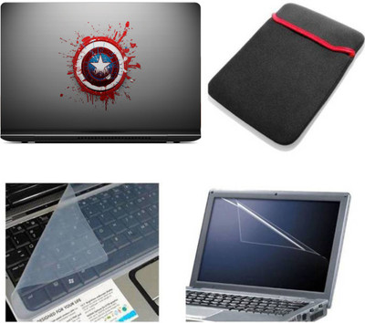 Gallery 83 ® captain america wallpaper laptop skin combo kit 4 in 1 with sleeve, key guard & screen protector Combo Set(multi)