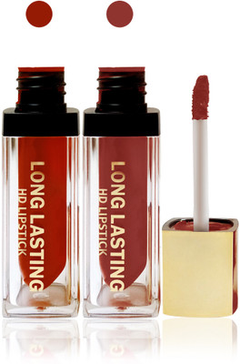 

Seven cosmetics makeup HD long lasting lady liquid matte lip gloss lipstick fashion color set of 2(pink brown,red, 10 g)