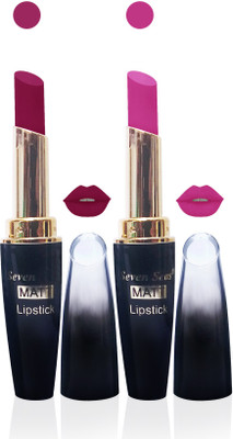 

Seven cosmetics makeup 4g matte lipstick non transfer kiss proff combo set of 2 color(pink,l pink, 10 g)