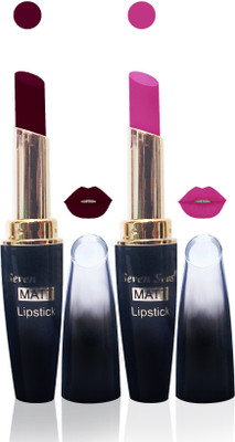 Seven cosmetics makeup 4g matte lipstick non transfer kiss proff combo set of 2 color(maroon,l pink, 10 g)