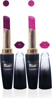 

Seven cosmetics makeup 4g matte lipstick non transfer kiss proff combo set of 2 color(yellet,l pink, 10 g)