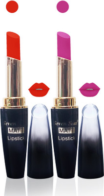 

Seven cosmetics makeup 4g matte lipstick non transfer kiss proff combo set of 2 color(orange,l pink, 10 g)
