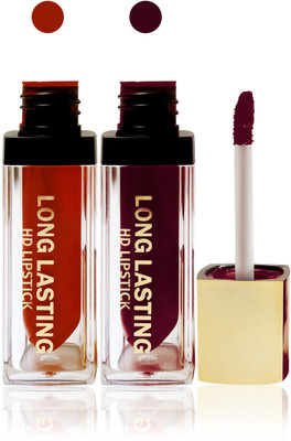 

Seven cosmetics makeup HD long lasting lady liquid matte lip gloss lipstick fashion color set of 2(falsa,red, 10 g)