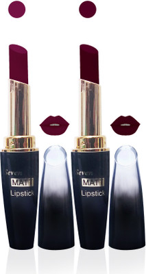 

Seven cosmetics makeup 4g matte lipstick non transfer kiss proff combo set of 2 color(d pink,maroon, 10 g)