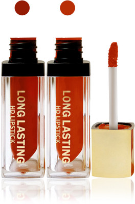

Seven cosmetics makeup HD long lasting lady liquid matte lip gloss lipstick fashion color set of 2(orange,red, 10 g)
