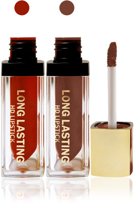 

Seven cosmetics makeup HD long lasting lady liquid matte lip gloss lipstick fashion color set of 2(black brown,red, 10 g)