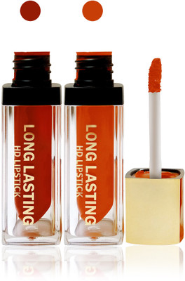 

Seven cosmetics makeup HD long lasting lady liquid matte lip gloss lipstick fashion color set of 2(l orange,red, 10 g)