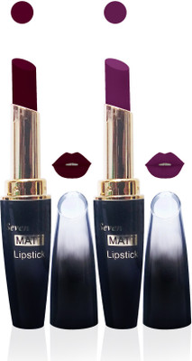 

Seven cosmetics makeup 4g matte lipstick non transfer kiss proff combo set of 2 color(maroon,yellet, 10 g)