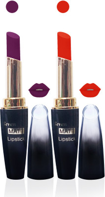 

Seven cosmetics makeup 4g matte lipstick non transfer kiss proff combo set of 2 color(yellet,orange, 10 g)