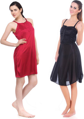 fasense Women Nighty(Red, Black) fasense Women Nighty(Red, Black)