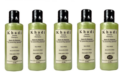 

Khadi Neem & Aloevera Dandruff Shampoo SLS & Paraben Free (210 ml) Pack of 5(210 ml)