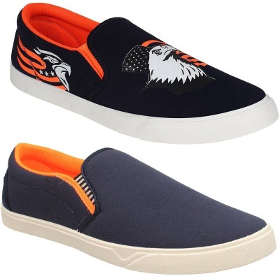 

Pexlo Combo pack of 2 Casual Shoes (Loafers and Moccasins Shoes) Sneakers For Men(Multicolor, Navy::black::orange