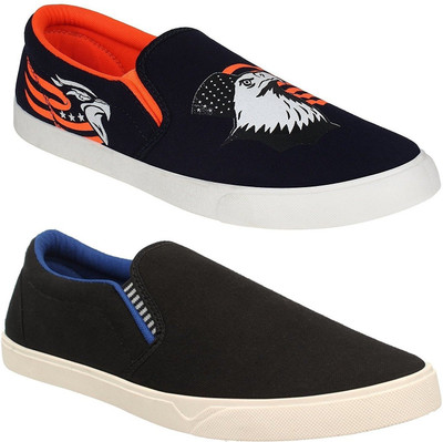 

Pexlo Combo pack of 2 Casual Shoes (Loafers and Moccasins Shoes) Casuals For Men(Multicolor, Black::orange
