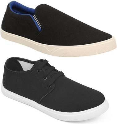 

Pexlo Combo pack of 2 Casual Shoes (Loafers and Sneakers Shoes) Casuals For Men(Black, Black::blue