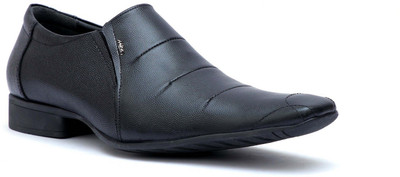 

Hitz Hitz Men's Black Genuine Leather Slip On Formal Shoes Slip On For Men(Black