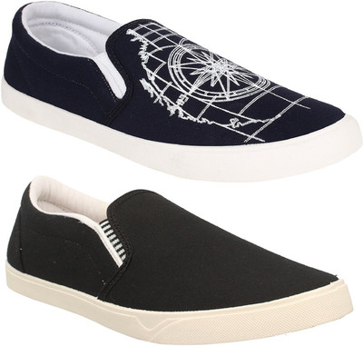 

Pexlo Combo pack of 2 Casual Shoes (Loafers and Moccasins Shoes) Casuals For Men(Multicolor, Black::navy::white