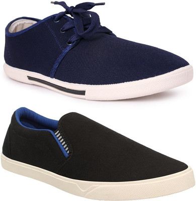 

Pexlo Combo pack of 2 Casual Shoes (Loafers and Sneakers Shoes) Casuals For Men(Black, Navy