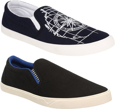 

Pexlo Combo pack of 2 Casual Shoes (Loafers and Moccasins Shoes) Casuals For Men(Multicolor, Black::white