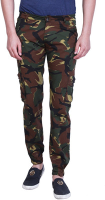 AD & AV Slim Fit Men Green, Brown Trousers