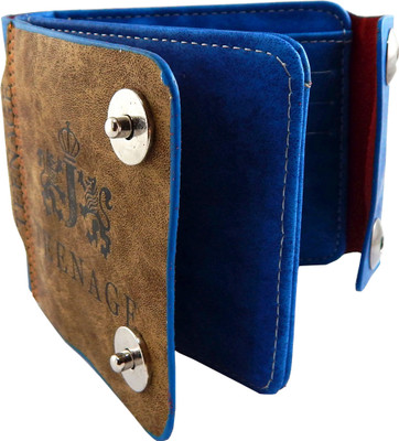 

Teenage Men Blue Artificial Leather Wallet(9 Card Slots)